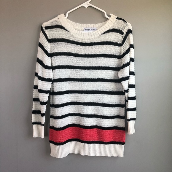 Black Rivet Sweaters - Black Rivet Black & White Striped Sweater S